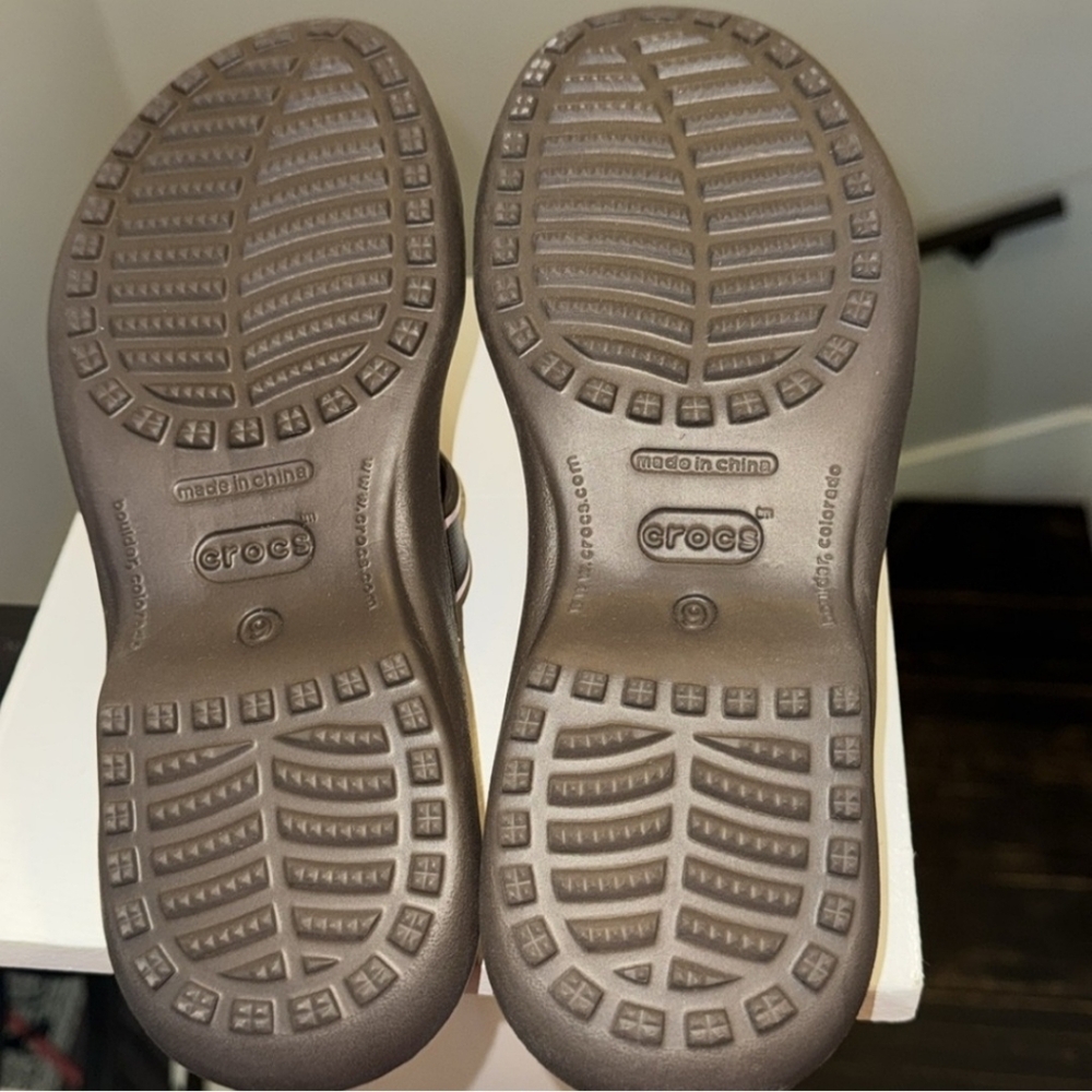 CROCS Florence Pink Brown Mules Slide Slip On Strappy Sandels Flip Flops Size 9 - Picture 5 of 6